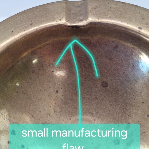 Vintage Brass Ashtray MCM - carved wood - Picture 2 of 3